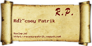 Récsey Patrik névjegykártya